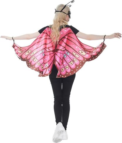 Megartico أزياء أجنحة الفراشة للبالغين للنساء أزياء الهالوين الملونة على شكل جناح الفراشة شال الرأس 3 قطع ملابس الحفلات in Kuwait