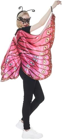 Megartico أزياء أجنحة الفراشة للبالغين للنساء أزياء الهالوين الملونة على شكل جناح الفراشة شال الرأس 3 قطع ملابس الحفلات in Kuwait