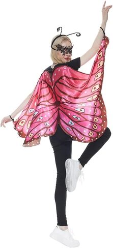 Megartico أزياء أجنحة الفراشة للبالغين للنساء أزياء الهالوين الملونة على شكل جناح الفراشة شال الرأس 3 قطع ملابس الحفلات in Kuwait