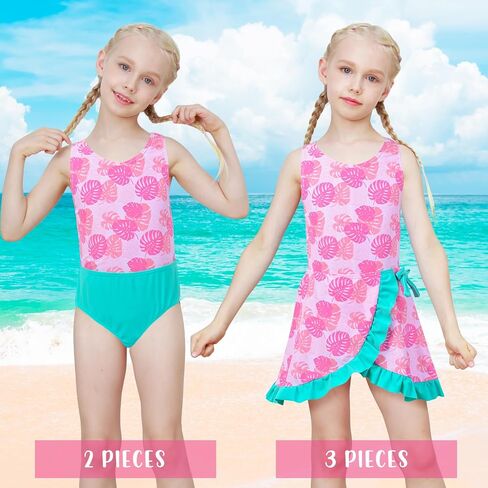 طقم بيكيني للفتيات مكون من 3 قطع من باشوب، بدلة سباحة مع بنطال وتنورة غطاء، مقاومة للماء سريعة الجفاف مناسبة للشاطئ والسباحة in Kuwait