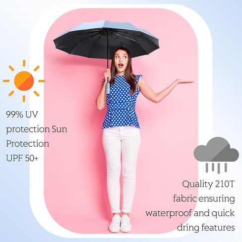 4 Pcs Umbrella for Girl Women Small Foldable UV Windproof Travel Light Rain Waterproof Sun Protection Windproof Cute Umbrella Compact Automatic Backpack Cars School Office in Saudi Arabia