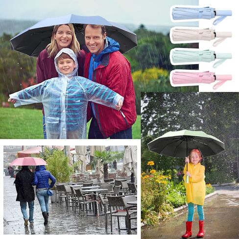 4 Pcs Umbrella for Girl Women Small Foldable UV Windproof Travel Light Rain Waterproof Sun Protection Windproof Cute Umbrella Compact Automatic Backpack Cars School Office in Saudi Arabia