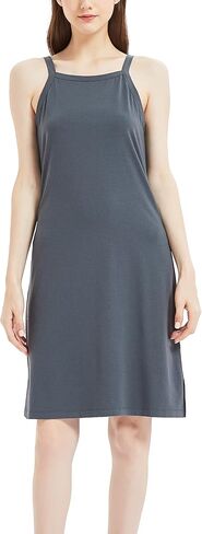 فستان LazyCozy سهل الارتداء للنساء من الخيزران الناعم والفسكوز بدون أكمام، ثوب نوم كامل الانزلاق in Kuwait