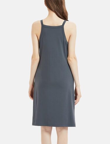 فستان LazyCozy سهل الارتداء للنساء من الخيزران الناعم والفسكوز بدون أكمام، ثوب نوم كامل الانزلاق in Kuwait