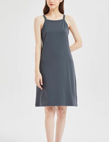 فستان LazyCozy سهل الارتداء للنساء من الخيزران الناعم والفسكوز بدون أكمام، ثوب نوم كامل الانزلاق in Kuwait