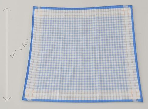 مناديل قطنية ناعمة 100% مع خياطة من اراد، 3 قطع بلون ازرق منقوش، الوان متنوعة - 16 انش × 16 انش, أزرق, مقاس واحد in Kuwait