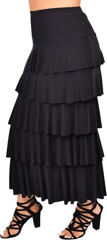 Dare2BStylish Women Boho Waterfall Tiered Layered Maxi Skirt | Reg & Plus Sizes in Saudi Arabia