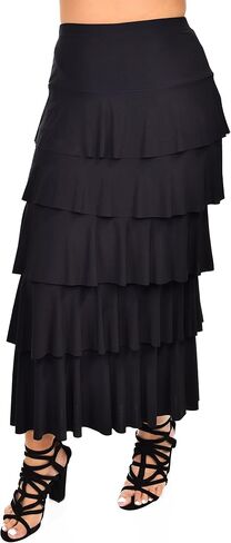 Dare2BStylish Women Boho Waterfall Tiered Layered Maxi Skirt | Reg & Plus Sizes in Saudi Arabia