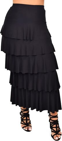 Dare2BStylish Women Boho Waterfall Tiered Layered Maxi Skirt | Reg & Plus Sizes in Saudi Arabia