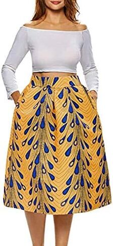 RED DOT BOUTIQUE 930 - Plus Size Ethnic African Print Long Maxi Skirt in Kuwait