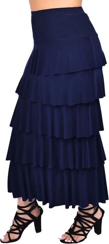 Dare2BStylish Women Boho Waterfall Tiered Layered Maxi Skirt | Reg & Plus Sizes in Saudi Arabia