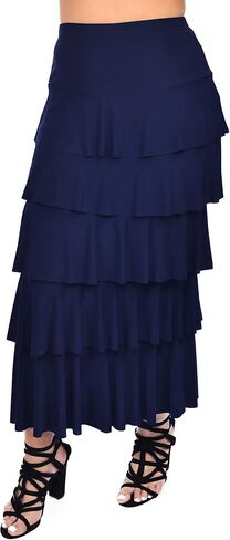 Dare2BStylish Women Boho Waterfall Tiered Layered Maxi Skirt | Reg & Plus Sizes in Saudi Arabia