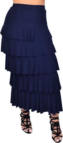 Dare2BStylish Women Boho Waterfall Tiered Layered Maxi Skirt | Reg & Plus Sizes in Saudi Arabia