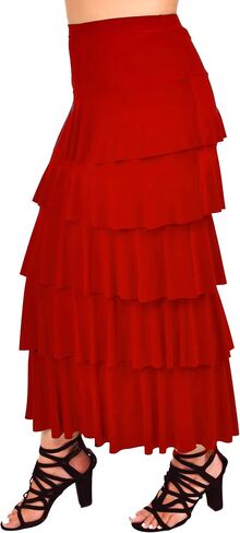 Dare2BStylish Women Boho Waterfall Tiered Layered Maxi Skirt | Reg & Plus Sizes in Saudi Arabia
