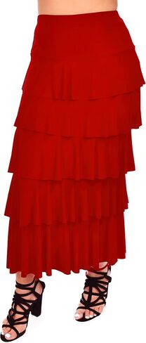 Dare2BStylish Women Boho Waterfall Tiered Layered Maxi Skirt | Reg & Plus Sizes in Saudi Arabia