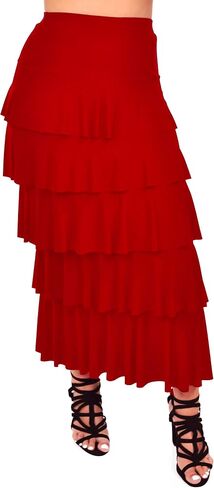 Dare2BStylish Women Boho Waterfall Tiered Layered Maxi Skirt | Reg & Plus Sizes in Saudi Arabia