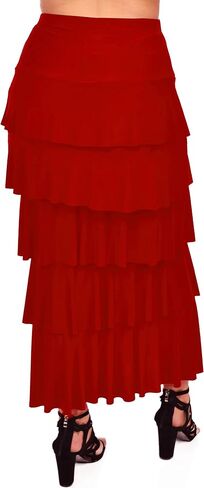 Dare2BStylish Women Boho Waterfall Tiered Layered Maxi Skirt | Reg & Plus Sizes in Saudi Arabia