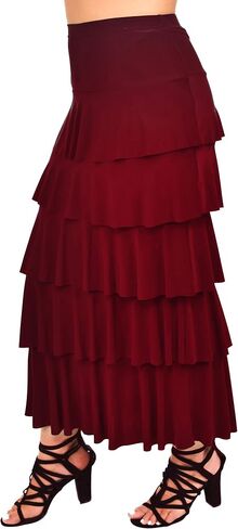 Dare2BStylish Women Boho Waterfall Tiered Layered Maxi Skirt | Reg & Plus Sizes in Saudi Arabia