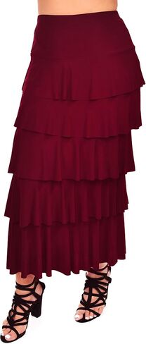Dare2BStylish Women Boho Waterfall Tiered Layered Maxi Skirt | Reg & Plus Sizes in Saudi Arabia