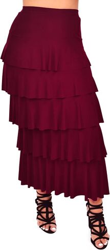 Dare2BStylish Women Boho Waterfall Tiered Layered Maxi Skirt | Reg & Plus Sizes in Saudi Arabia