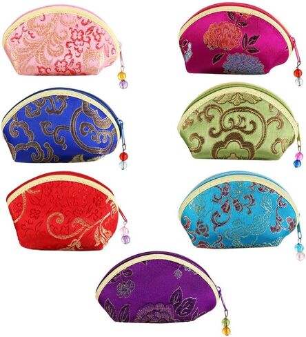 Leadigol 7 Pcs Jewelry Bags with Zipper Gift Bags,Women Jewelry Bag,Exquisite Convenient Portable Jewelry Case Cloth Gift Pouch Multi Color Bracelet Bag Necklaces Case Zip Purse Pouch in Saudi Arabia