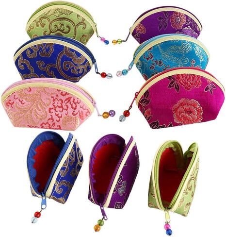 Leadigol 7 Pcs Jewelry Bags with Zipper Gift Bags,Women Jewelry Bag,Exquisite Convenient Portable Jewelry Case Cloth Gift Pouch Multi Color Bracelet Bag Necklaces Case Zip Purse Pouch in Saudi Arabia