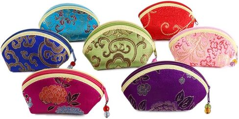 Leadigol 7 Pcs Jewelry Bags with Zipper Gift Bags,Women Jewelry Bag,Exquisite Convenient Portable Jewelry Case Cloth Gift Pouch Multi Color Bracelet Bag Necklaces Case Zip Purse Pouch in Saudi Arabia