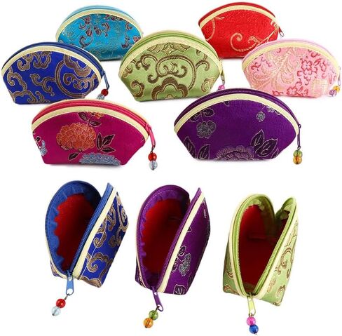 Leadigol 7 Pcs Jewelry Bags with Zipper Gift Bags,Women Jewelry Bag,Exquisite Convenient Portable Jewelry Case Cloth Gift Pouch Multi Color Bracelet Bag Necklaces Case Zip Purse Pouch in Saudi Arabia