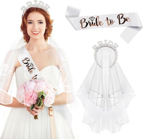 taolema Bachelorette Party Decorations, Bride Pearl Hairband Veil & Bride to Be Sash for Bachelorette Favors Bridal Shower Gift Wedding Crown Hen Party Bride Accessories in Saudi Arabia