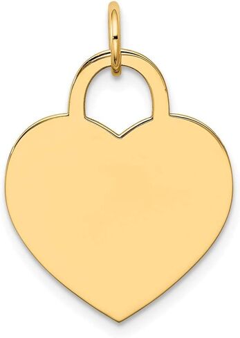 Solid 14k Yellow Gold Large Engravable Heart Charm Pendant - 25mm x 18mm, Metal, No Gemstone in Saudi Arabia