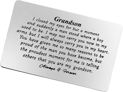 Jielahua Grandson Gifts from Grandma and Grandpa Engraved Wallet Insert for Grandson Happy Birthday Gifts Grandson Graduation Card for Him Wedding Christmas Inspirational Quote Message Gift in Saudi Arabia