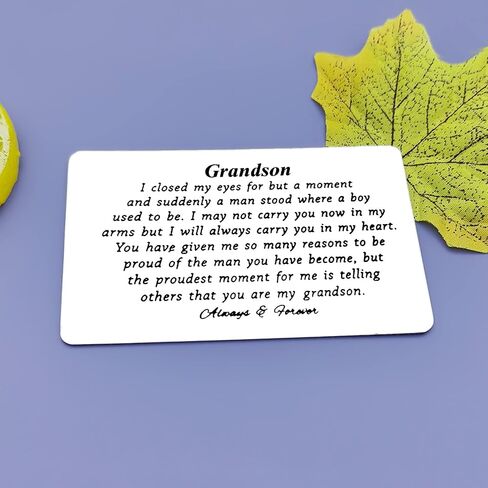 Jielahua Grandson Gifts from Grandma and Grandpa Engraved Wallet Insert for Grandson Happy Birthday Gifts Grandson Graduation Card for Him Wedding Christmas Inspirational Quote Message Gift in Saudi Arabia