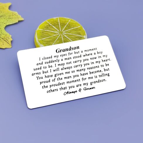 Jielahua Grandson Gifts from Grandma and Grandpa Engraved Wallet Insert for Grandson Happy Birthday Gifts Grandson Graduation Card for Him Wedding Christmas Inspirational Quote Message Gift in Saudi Arabia