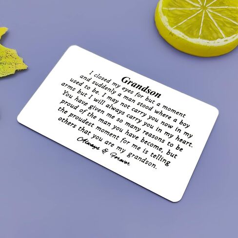 Jielahua Grandson Gifts from Grandma and Grandpa Engraved Wallet Insert for Grandson Happy Birthday Gifts Grandson Graduation Card for Him Wedding Christmas Inspirational Quote Message Gift in Saudi Arabia