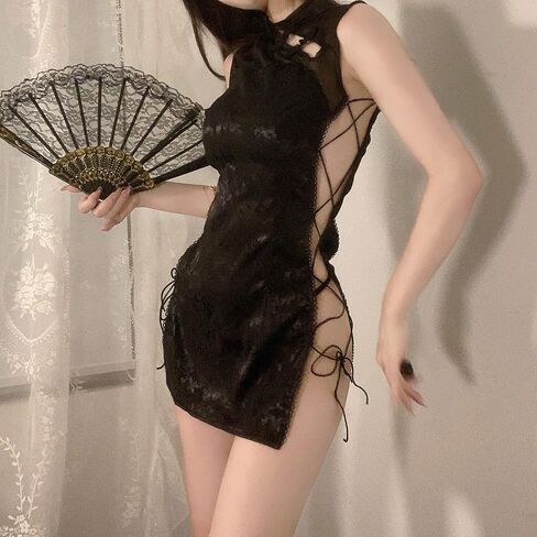 SINROYEE Sexy Cosplay Costumes For Women Female Anime Cheongsam Side Slit Hollow Chinese Style pajamas in Saudi Arabia