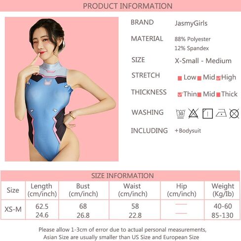 JasmyGirls Womens Sexy Anime Cosplay Lingerie Kawaii Costume One-Piece Cute High Waist Swimsuit Slim High Cut Bodysuit in Saudi Arabia