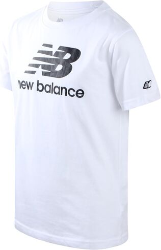 New Balance Boys' T-Shirt - Cotton Core Stacked Logo Shirt for Boys - Kids Youth Athletic Crewneck Short Sleeve Tee (8-20) in Saudi Arabia