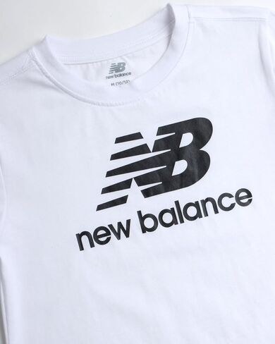 New Balance Boys' T-Shirt - Cotton Core Stacked Logo Shirt for Boys - Kids Youth Athletic Crewneck Short Sleeve Tee (8-20) in Saudi Arabia