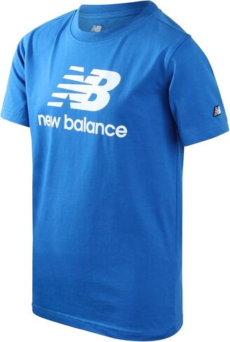 New Balance Boys' T-Shirt - Cotton Core Stacked Logo Shirt for Boys - Kids Youth Athletic Crewneck Short Sleeve Tee (8-20) in Saudi Arabia