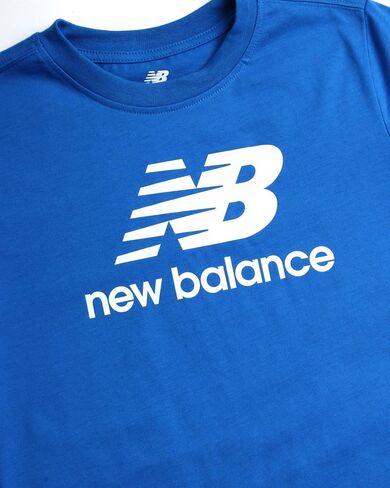 New Balance Boys' T-Shirt - Cotton Core Stacked Logo Shirt for Boys - Kids Youth Athletic Crewneck Short Sleeve Tee (8-20) in Saudi Arabia