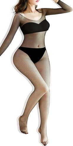 PERAMBRY Fishnet Lingerie Bodysuit for Women Sexy Lace Bodytockings for Romantic Date Wearing(Mesh-279) in Kuwait