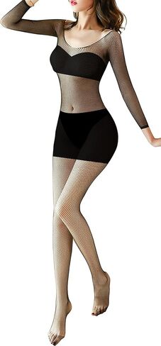 PERAMBRY Fishnet Lingerie Bodysuit for Women Sexy Lace Bodytockings for Romantic Date Wearing(Mesh-279) in Kuwait