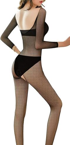 PERAMBRY Fishnet Lingerie Bodysuit for Women Sexy Lace Bodytockings for Romantic Date Wearing(Mesh-279) in Kuwait