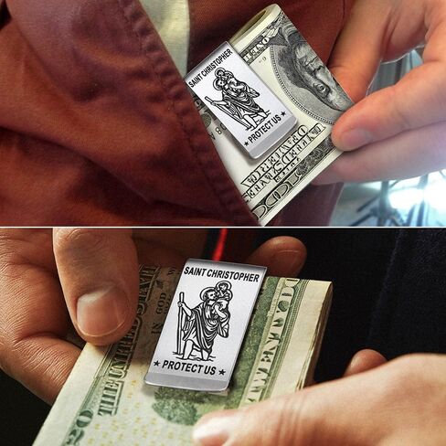 ChainsProMax Men Money Clip, Custom Name Gift-Ahkn Cross/St. Michel/St. Christopher/St. Florian/Knights Templar-Send Gift Box in Kuwait