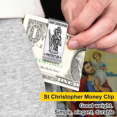 ChainsProMax Men Money Clip, Custom Name Gift-Ahkn Cross/St. Michel/St. Christopher/St. Florian/Knights Templar-Send Gift Box in Kuwait