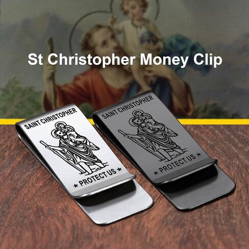 ChainsProMax Men Money Clip, Custom Name Gift-Ahkn Cross/St. Michel/St. Christopher/St. Florian/Knights Templar-Send Gift Box in Kuwait