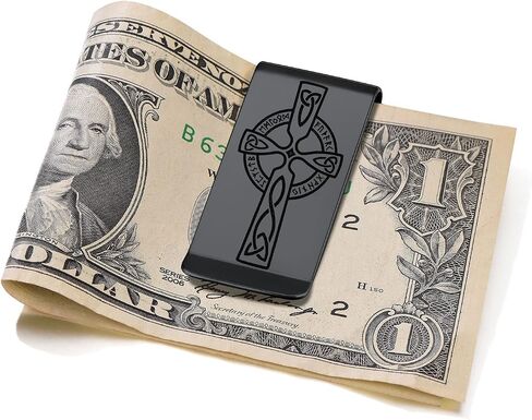 مشبك نقود للرجال من ChainsProMax، هدية مخصصة باسم Ahkn Cross/St. ميشيل / سانت. كريستوفر / سانت. فلوريان/فرسان الهيكل-إرسال صندوق الهدايا in Kuwait