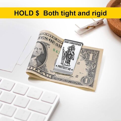 ChainsProMax Men Money Clip, Custom Name Gift-Ahkn Cross/St. Michel/St. Christopher/St. Florian/Knights Templar-Send Gift Box in Kuwait