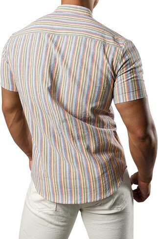 قميص رجالي من القطن Henley من JOGAL صيفي كاجوال بأكمام قصيرة للشاطئ هاواي in Kuwait