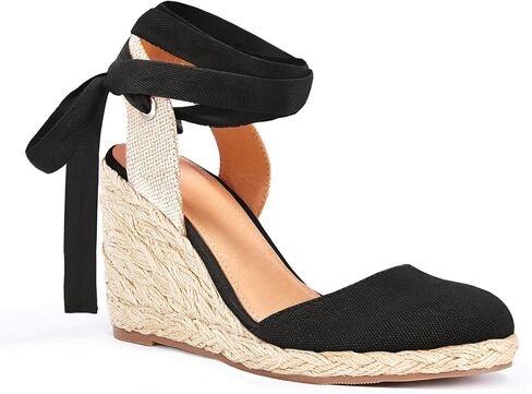 Juliet Holy Womens Lace up Espadrilles Closed Toe Wedges Sandals Strappy Slingback Platform Heels in Saudi Arabia